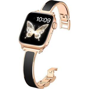 NEW Black/Rose Gold Slim Fashion Apple Watch Band